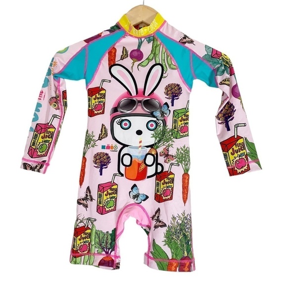 Krio Color Bunny Veggies Sunsuit Swimsuit Size 4-6 - Picture 1 of 3